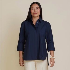 Carla Rockmore Womens Relaxed Fit Shirt Navy Size Small
